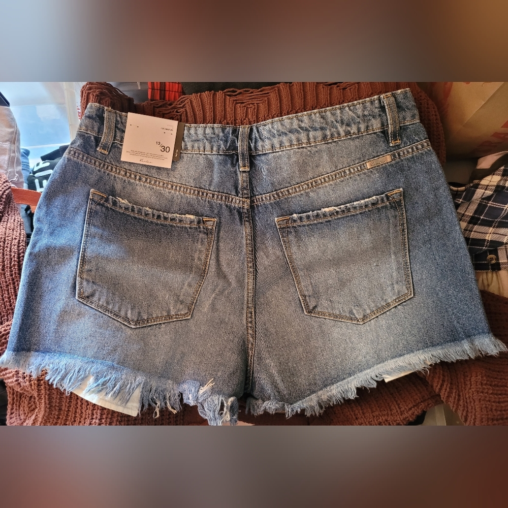 Kancan high rise denim distressed shorts 13/30